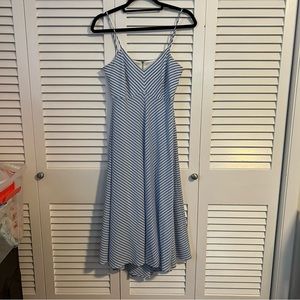 Taylor Blue & White Striped High Low A-Line Flowy Midi Dress